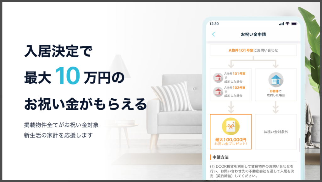 DOOR賃貸のお祝い金キャンペーン